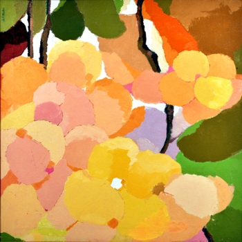 Large Flower in my Garden, Painting by Jeff Mistri, Oil on Canvas, 22 X 22 inches